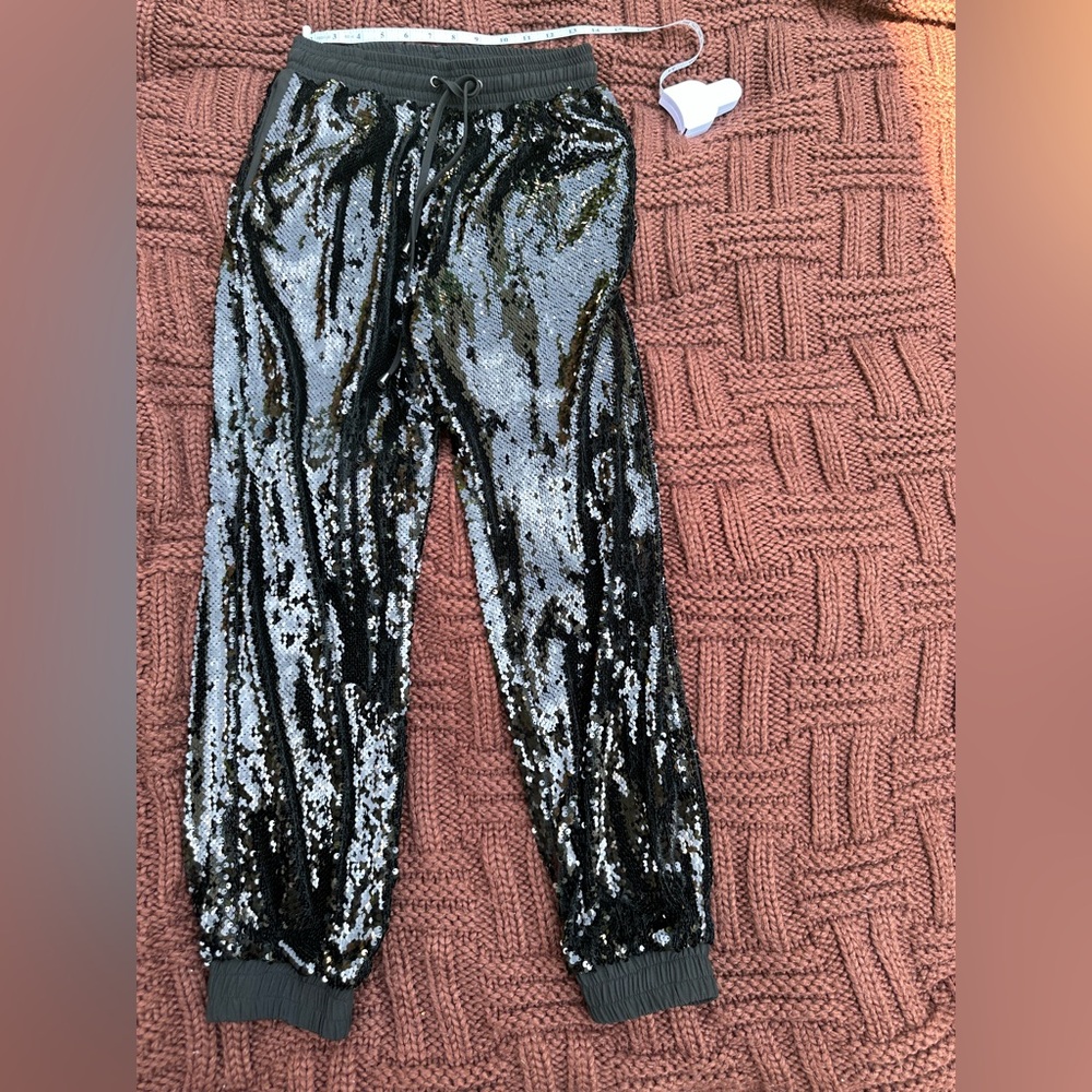 JLUXLABEL Black and Silver Joggers with Reflective Finish